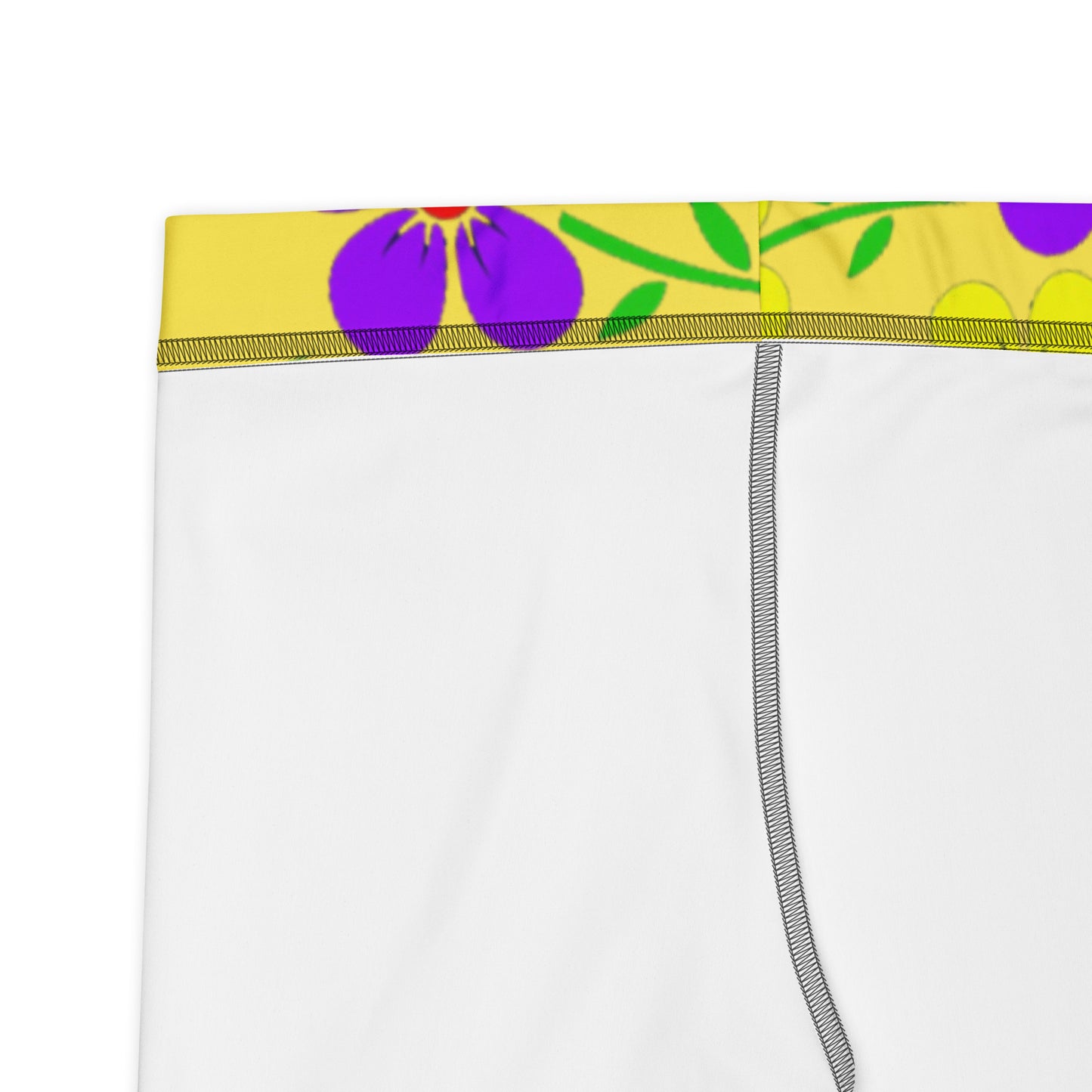 Yellow Floral Capri Leggings