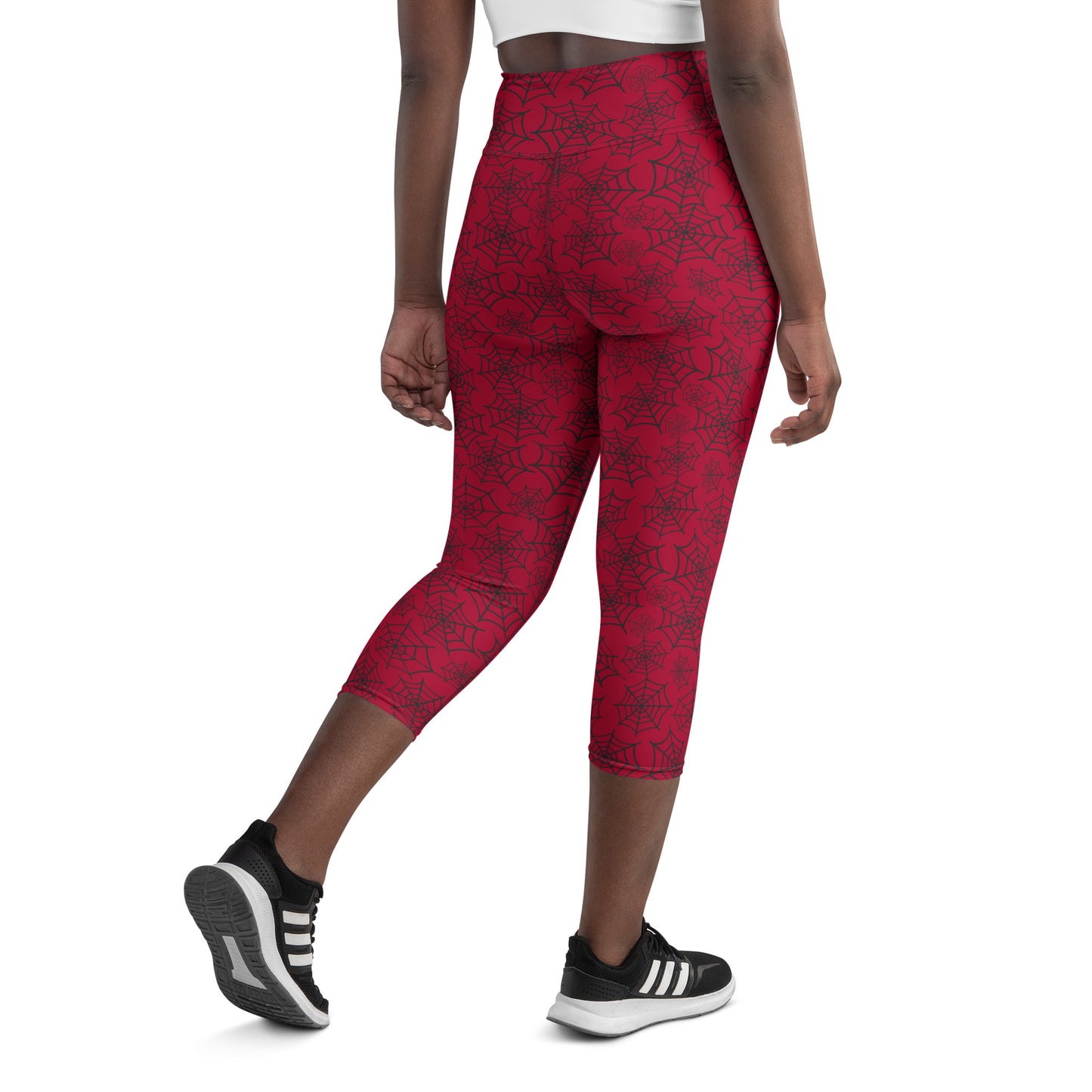 Red Spiderweb Capri Leggings