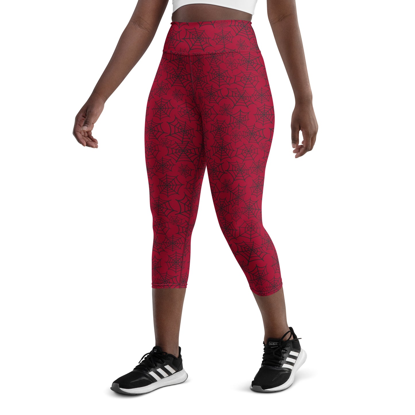 Red Spiderweb Capri Leggings