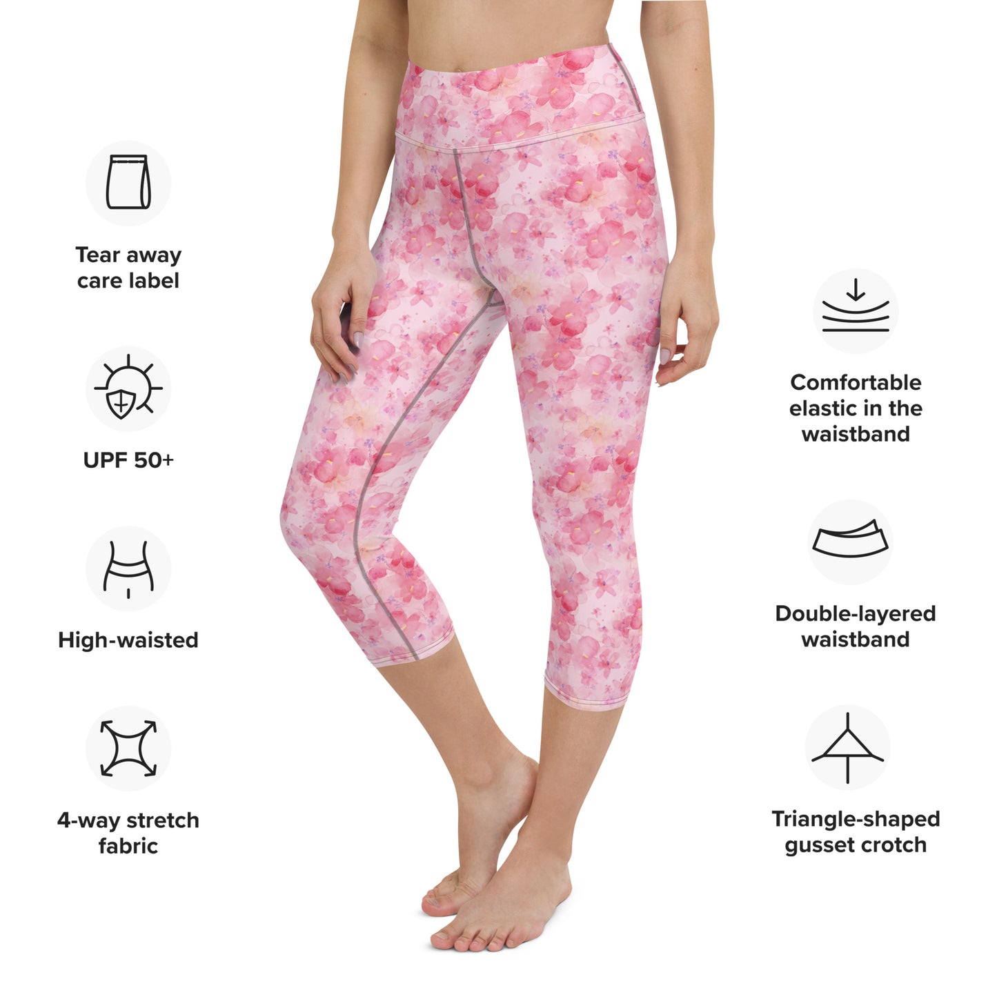 Soft Pink Spot Yoga Capri Leggings