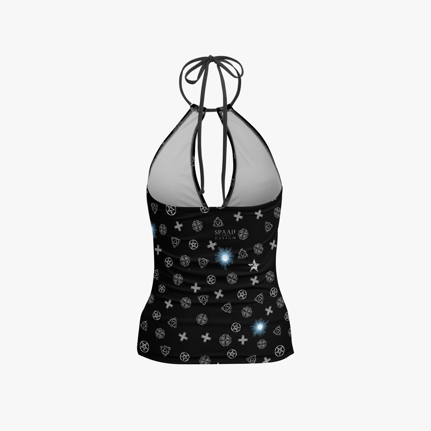 Black Wicca Halter Top Two-Piece Tankini Swimsuit