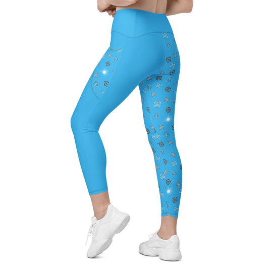 Wicca Pattern Morning Blue Half Legging with pockets