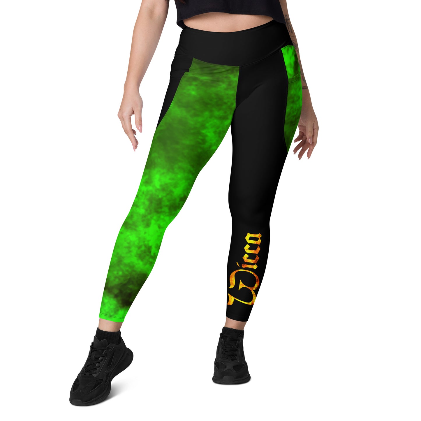 Wicca Green Half Leggings with pockets