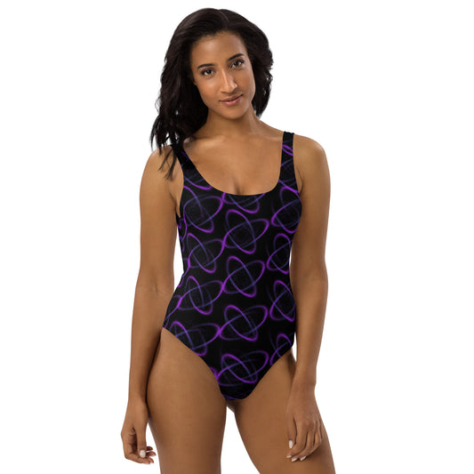 Purple Light One-Piece Swimsuit Black