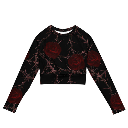 Thorns Red Roses long-sleeve crop top