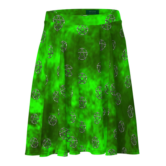 Wicca Green Silver Pentagram Skirt