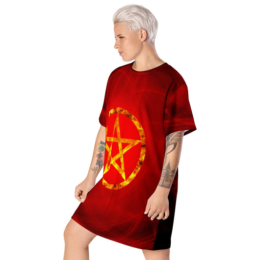 Magic Red Pentagram T-shirt dress